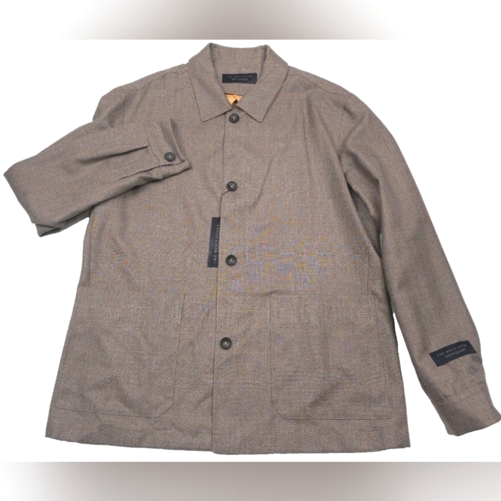 Bloomingdales Tan Melange Micro Hopsack Wool Chore Jacket Mens Size 42R